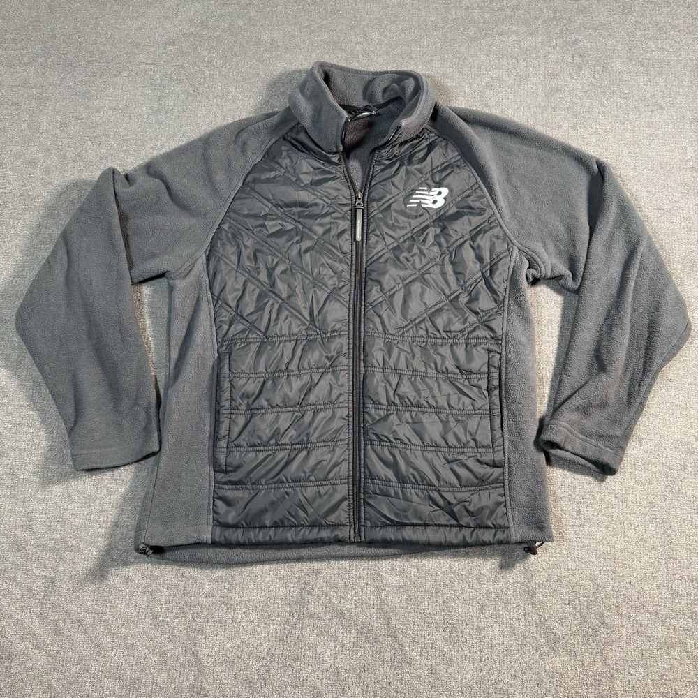New Balance Hybrid Quilted Fleece Full Zip Jacket Men's XLarge Black Soft Shell